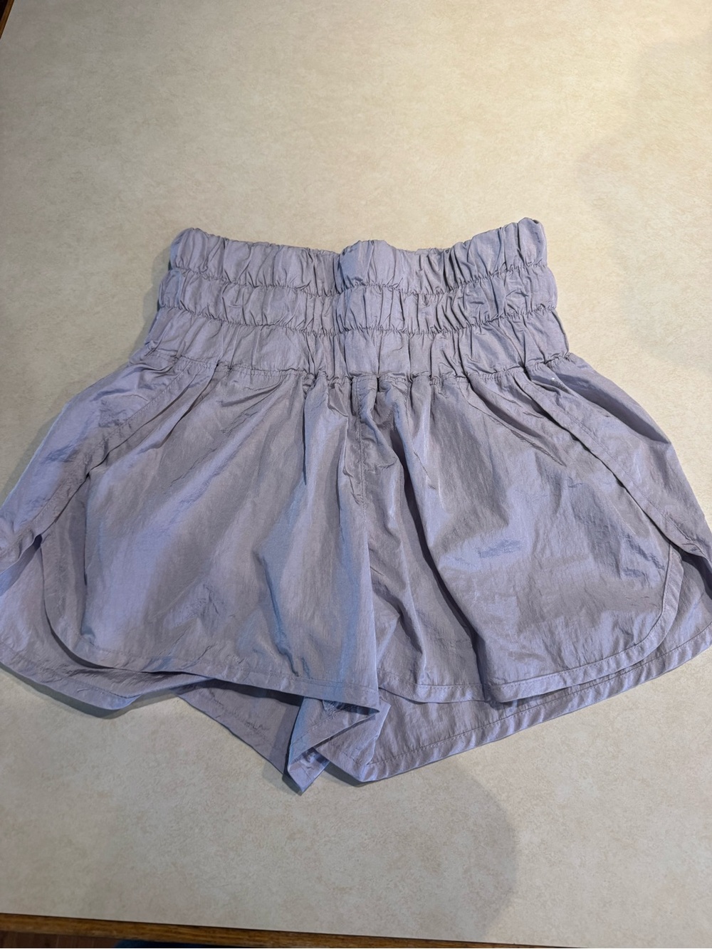 Free People Lavender High-Waist Smocked Shorts